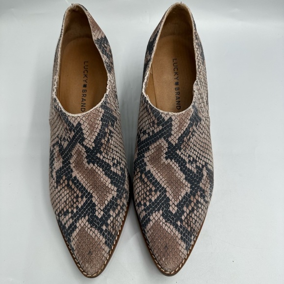 Lucky Brand Tresee Leather Snake Pri Pull-On Ankle Bootie Women’s Size 9M - Picture 1 of 11